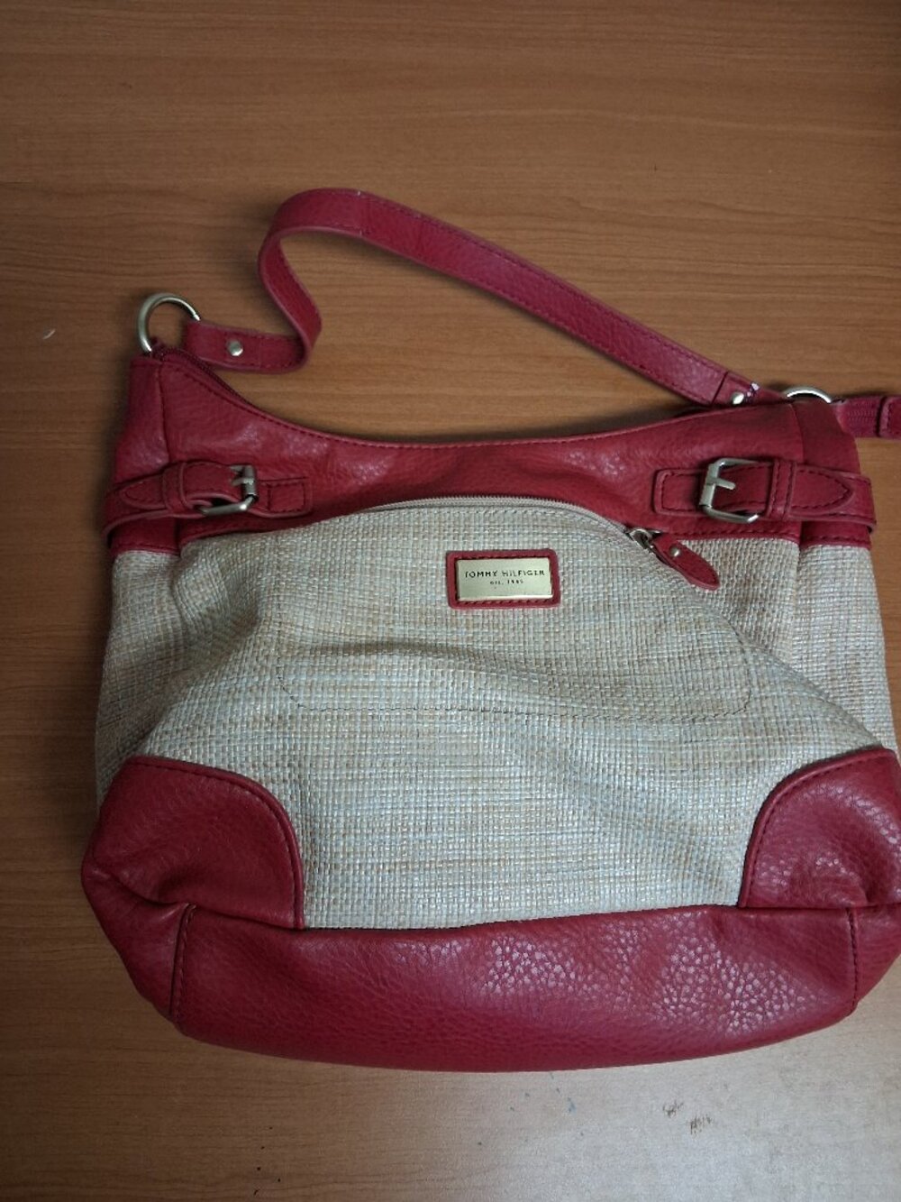 Bolsa Tommy Hilfiger Leather/Straw Shoulder Purse